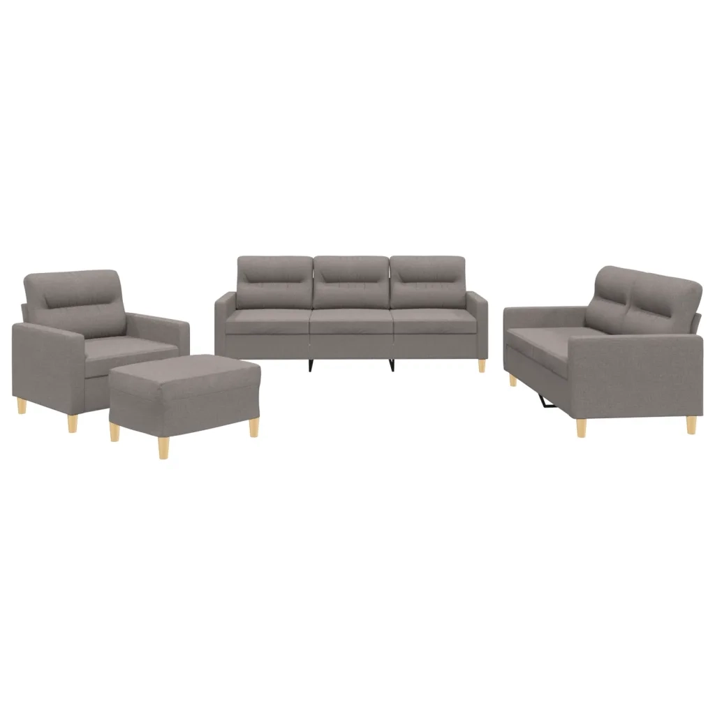 Set di Divani 4 pz con Cuscini Tortora in Tessuto