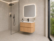 Limpido Design Base 80cm Rovere Puro Lavabo Specchio retro illuminato