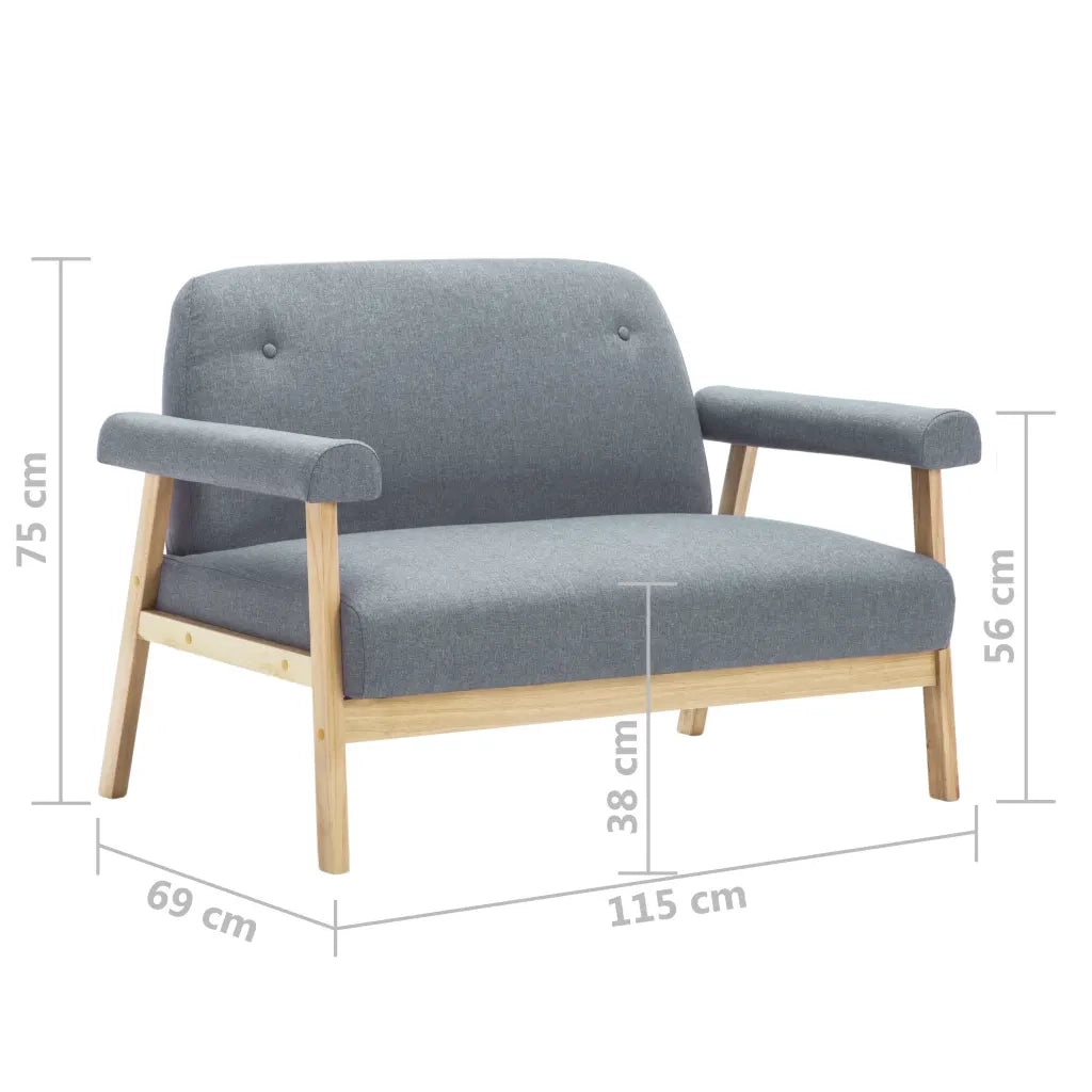 Divano a 2 Posti-Sofa 2 Posti in Tessuto Grigio Chiaro 224291