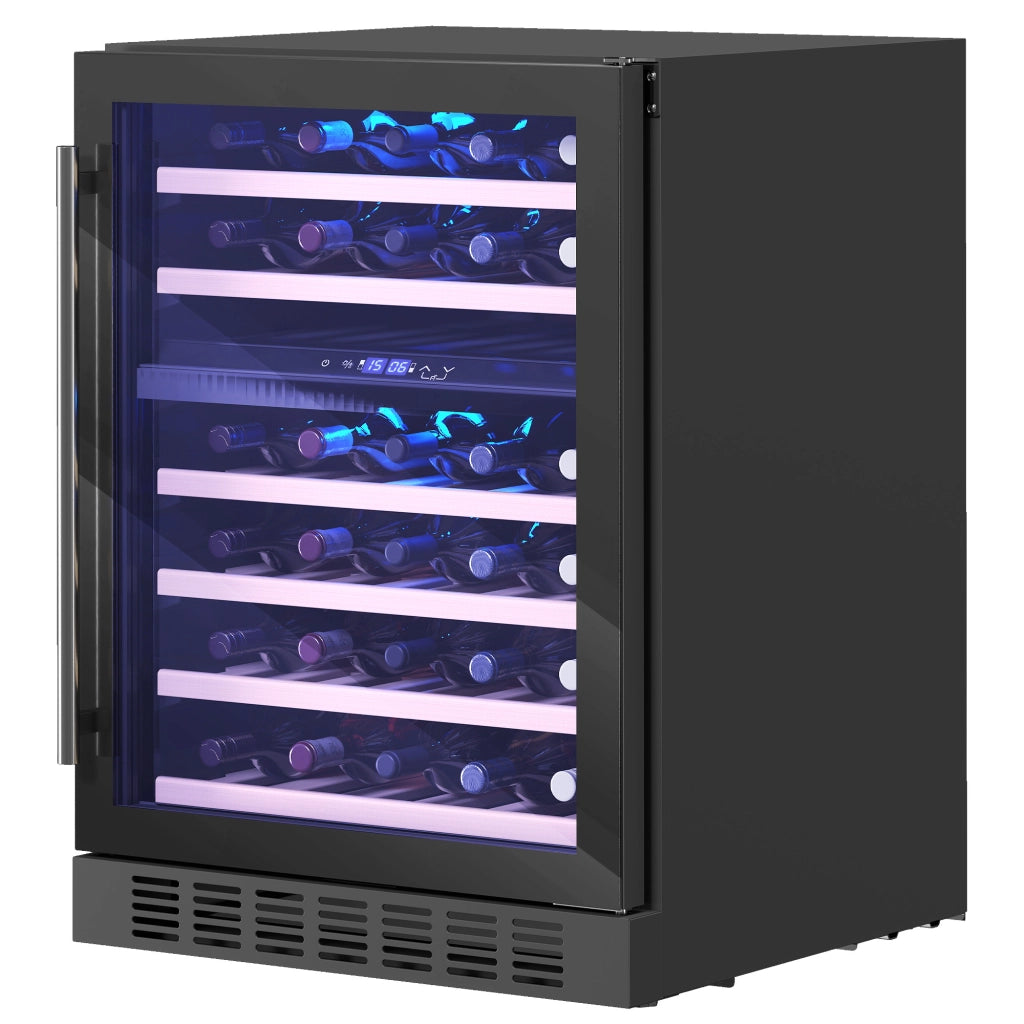 Cantinetta Vino Doppia Temperatura 5¨C18 ¡ãC 46 Bottiglie 131L con Porta in Vetro Temperato Triplo, Nero