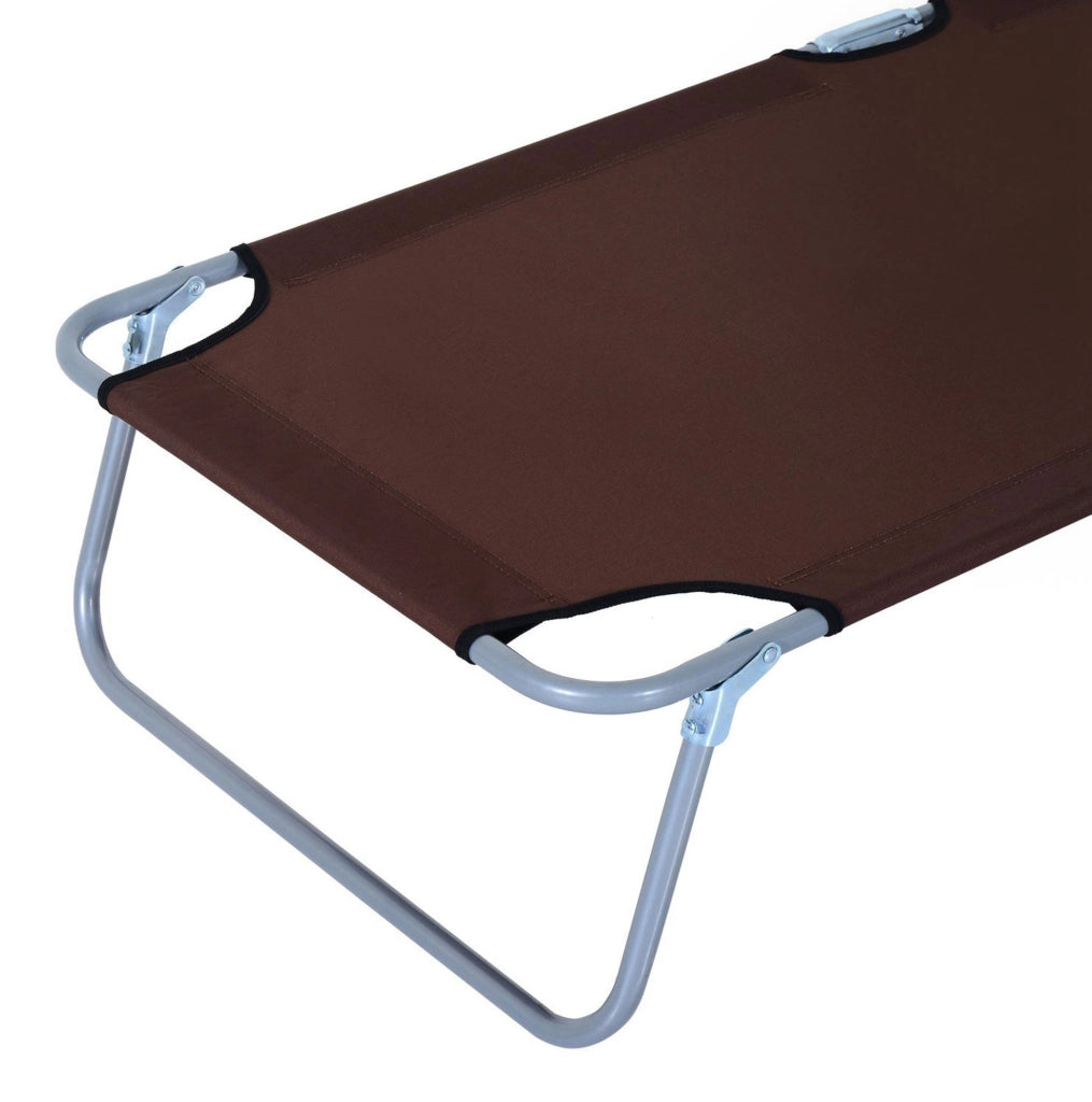 Sdraio da giardino pieghevole con tettuccio parasole marrone 187x58x36 cm per terrazza e balcone