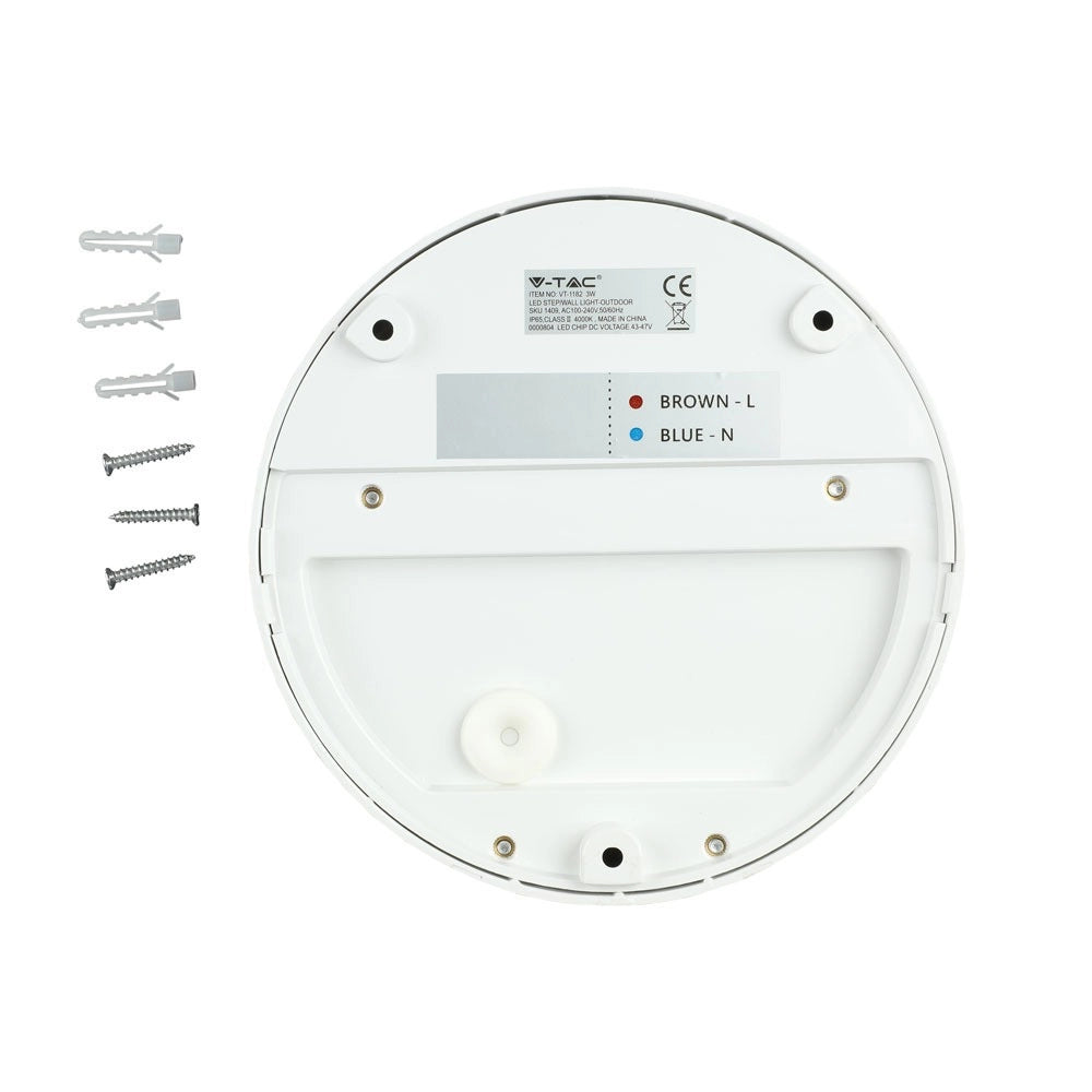 Applique LED per Scale 3W Corpo Bianco Rotondo 3000K 210lm – V-TAC
