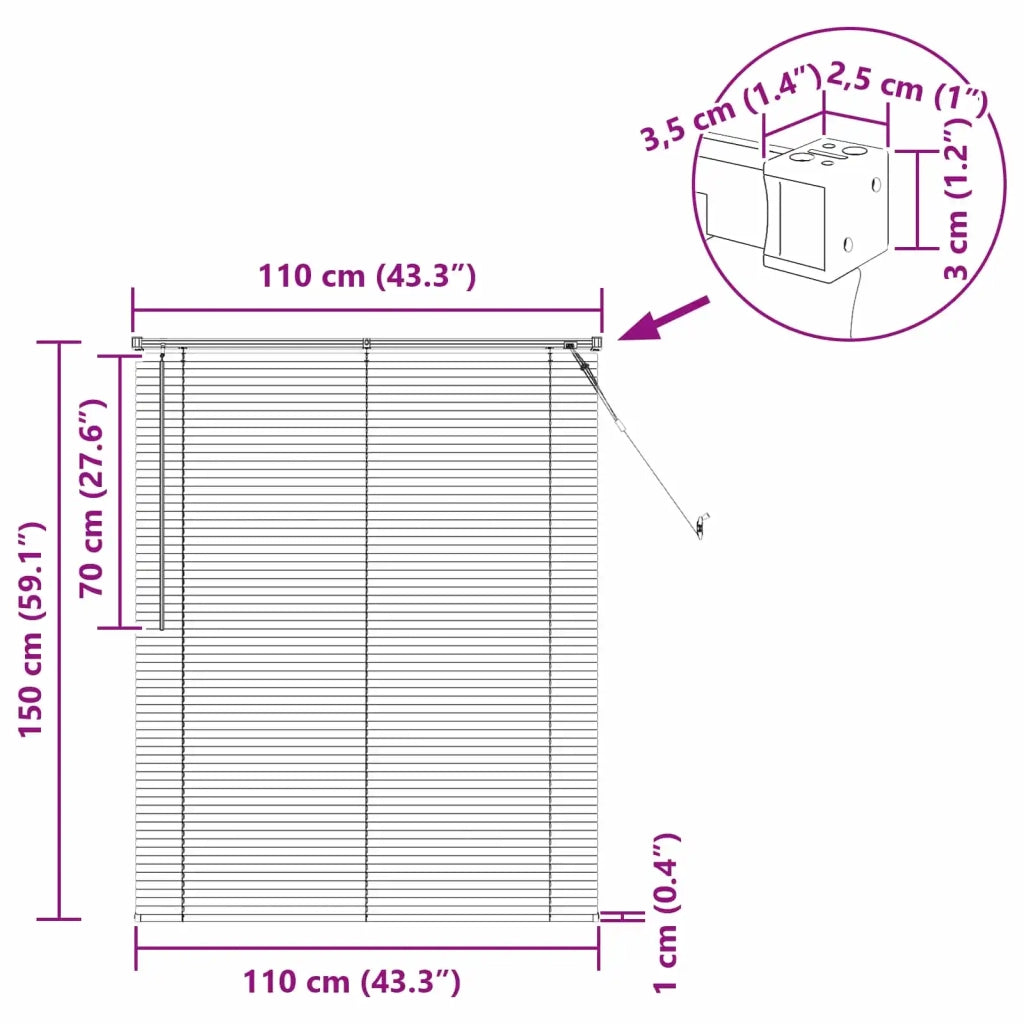 Tenda Veneziana | Tenda a lamelle Grigio Argento 150 x 110 cm 25 mm PVC