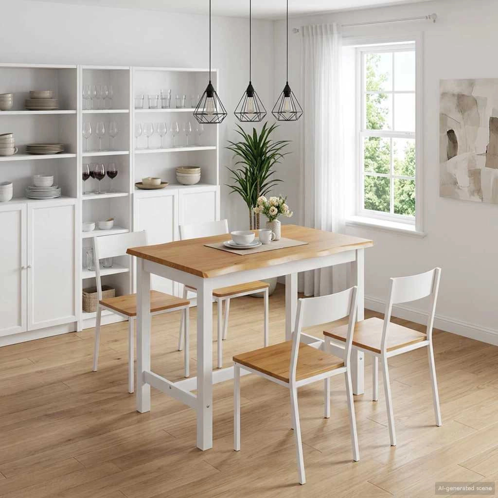 Tavolo Alto EKAI Bianco 112 x 70 x 91 cm Legno Massello di Pino 42037014