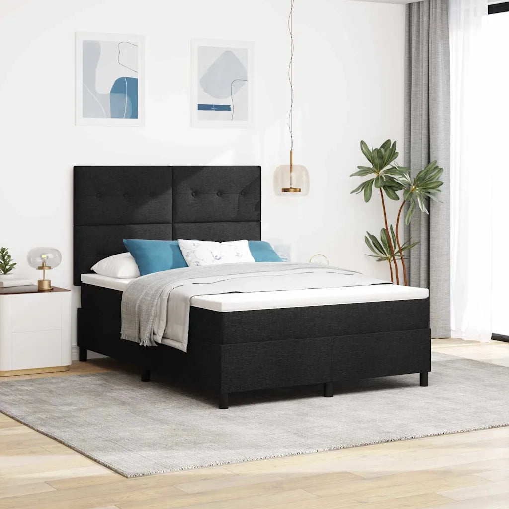 Letto a molle con materasso con led Nero 140 x 190 cm Tessuto