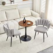 Set Tavolo Rotondo e Sedie da Pranzo ¨C Xylo ¨C Piano MDF, Gambe Metallo Nero, Tessuto Grigio