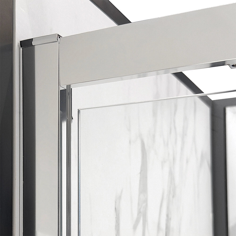 Box doccia angolare 90x80 con porta battente in vetro temperato trasparente e profili cromo Ted