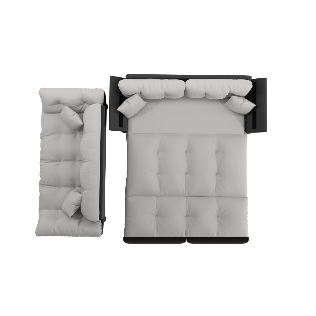Divano letto estraibile 3-in-1 Queen size 190 cm in velluto grigio chiaro con due cuscini