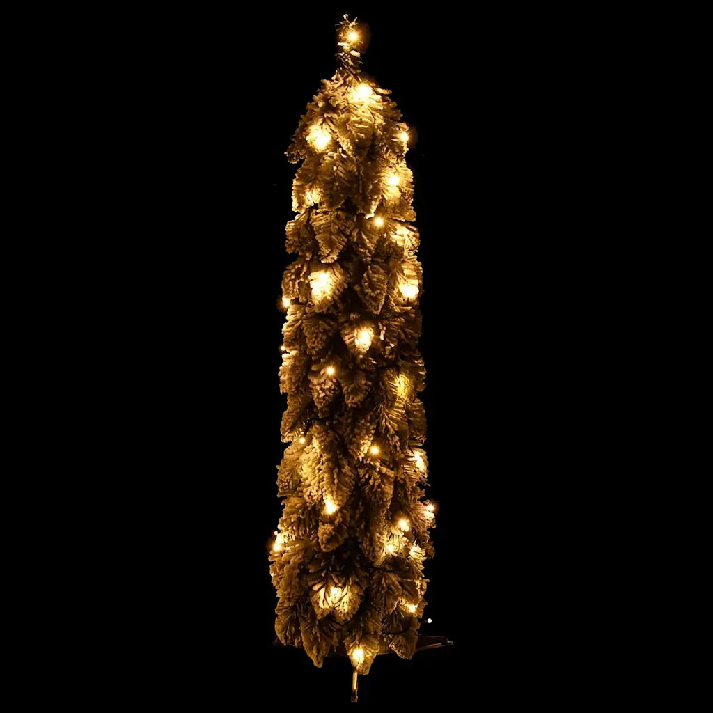 Albero di Natale Artificiale-Albero Natalizio con 30 LED e Neve Floccata 60 cm