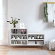 Scarpiera-Scaffale per scarpe Bianco Lucido 102x36x60 cm in Legno Multistrato 927509