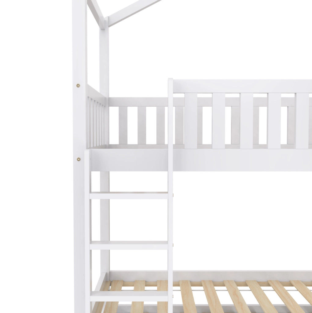 Letto a castello a 3 posti in pino bianco 90x200 cm