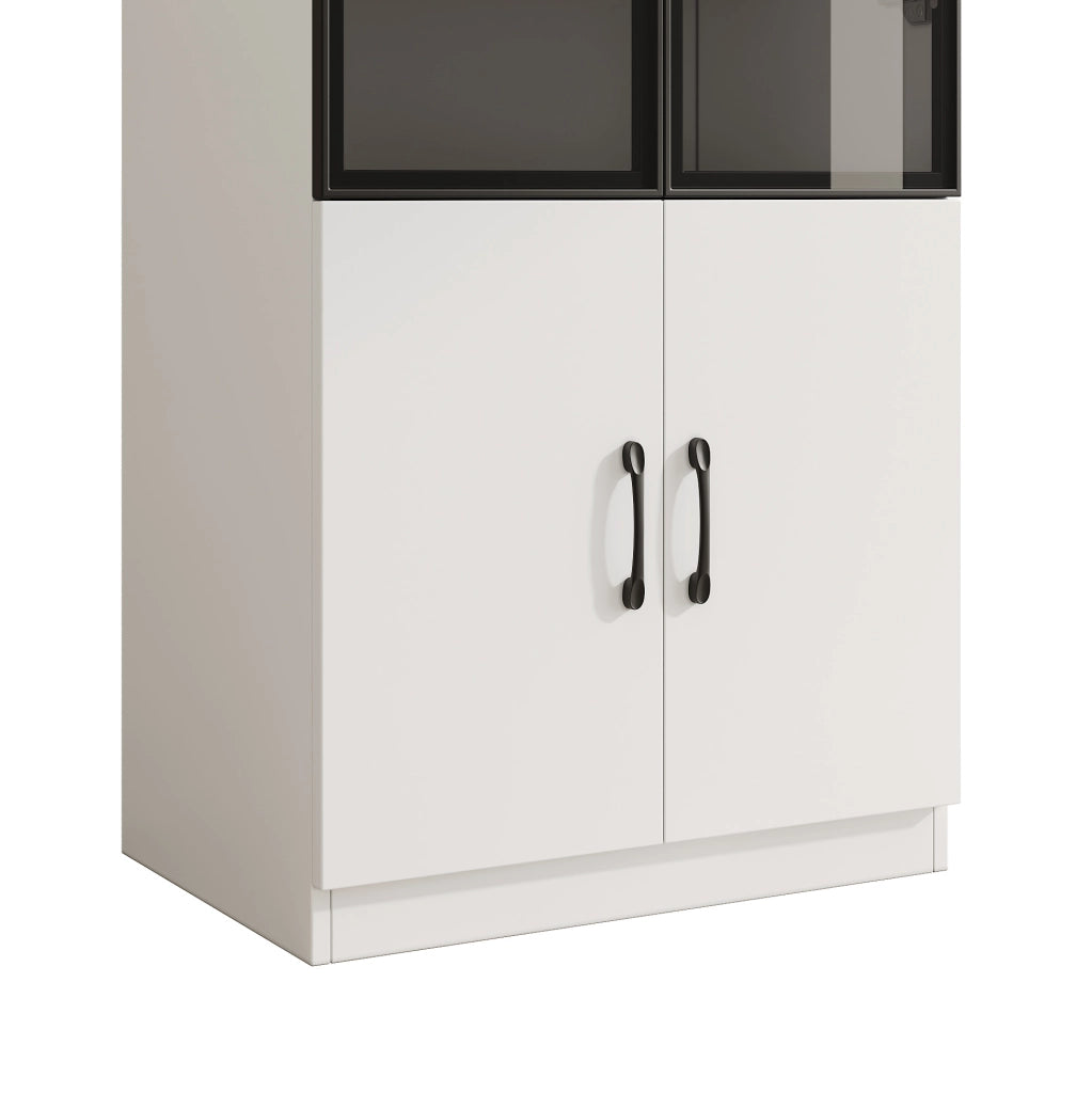 Vetrina 60x40x160 cm con LED multicolore; vetro fumé e truciolare bianco