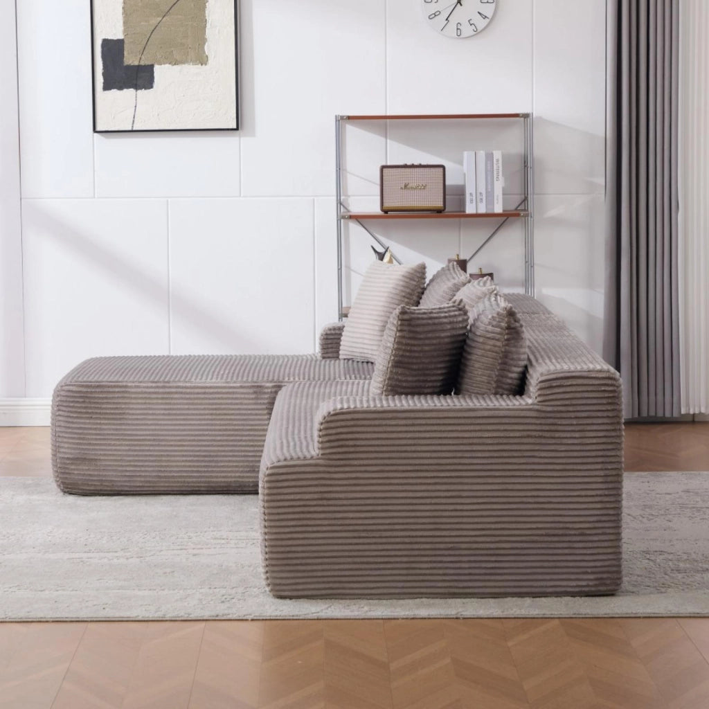 Divano compatto, divano modulare, tessuto chenille, schiuma ad alta elasticità 30D, base antiscivolo, 4 posti, grigio
