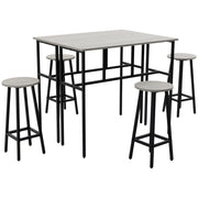 Set 2 Tavoli Alti 100x40x90 cm e 4 Sgabelli Grigio