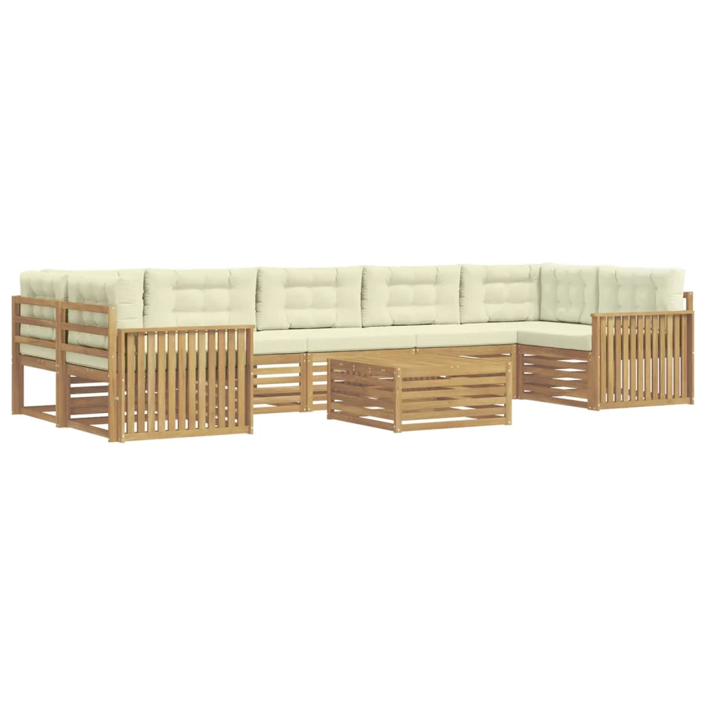 Set di divani da esterno 8 pz Bianco e Crema 3390200