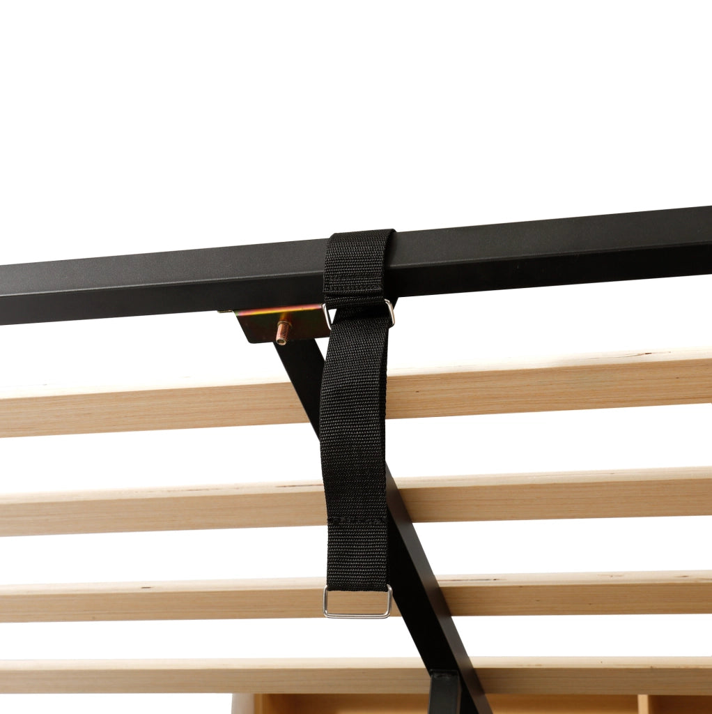 Letto con contenitore idraulico; LED e USB in velluto beige