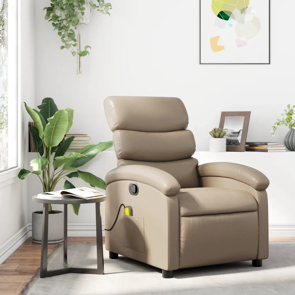 Poltrona Massaggiante | Sedia Relax Reclinabile cappuccino in Similpelle