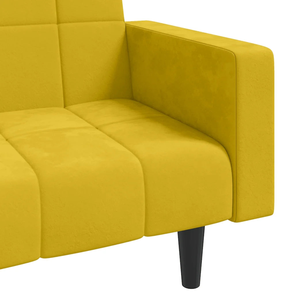 Divano letto | Sof¨¤ letto | Letto singolo a 2 Posti con 2 Cuscini Giallo in Velluto