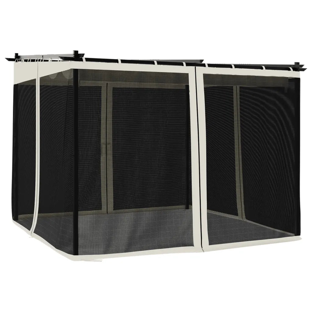 Gazebo | Pergolato con Pareti in Rete Crema 3x3 m in Acciaio