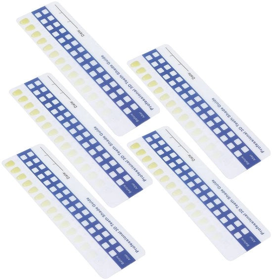 Carta di colorazione dei denti Portatile - Compatta - Odontoiatrica - Per uso domestico - Viaggi - Guida all'ombra - Carta di sbiancamento dei denti