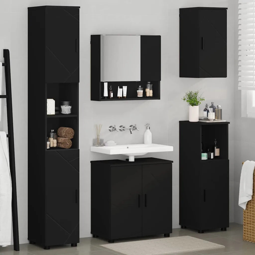Set di mobili per il bagno Montaggio a parete 5 pcs Nero
