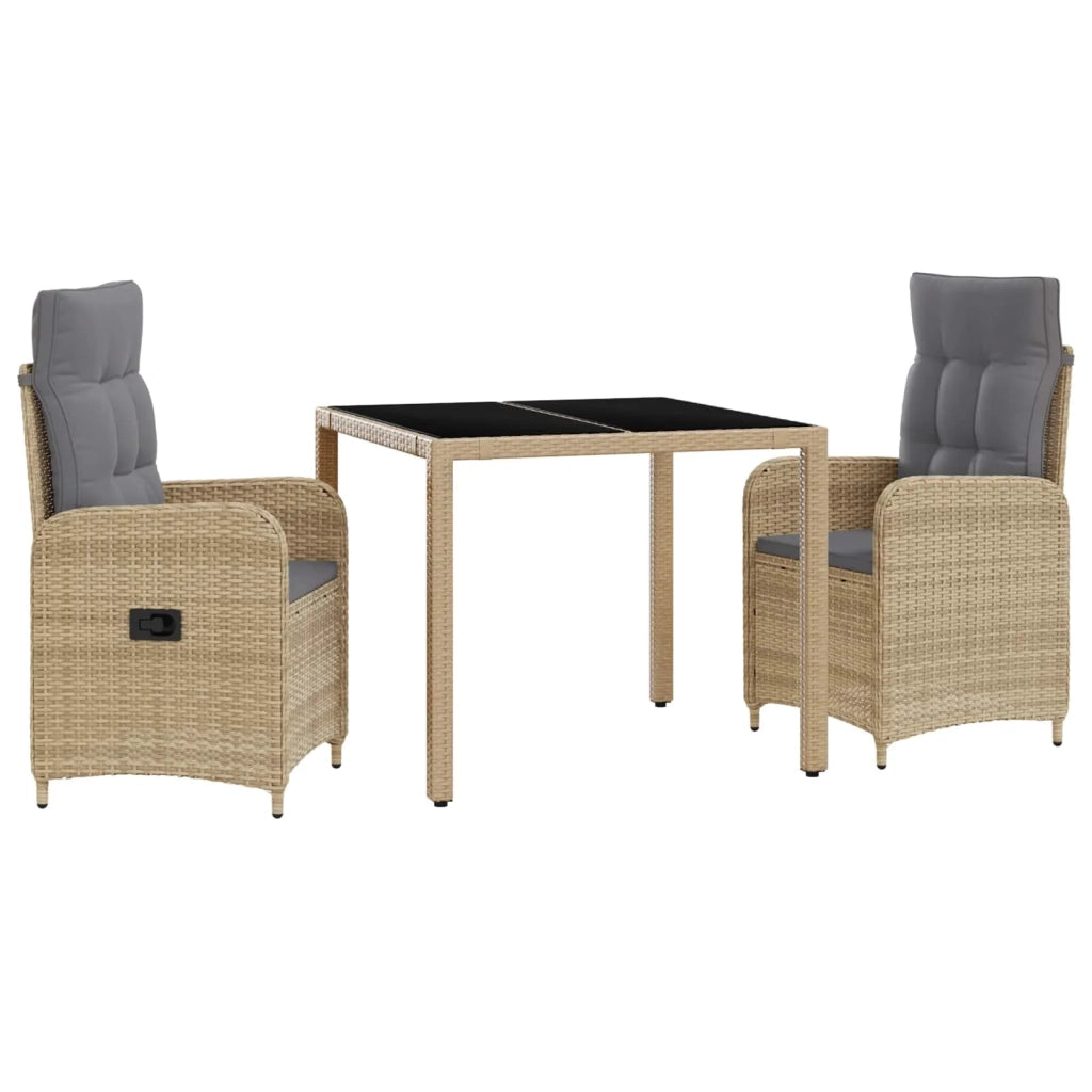 Set da pranzo per esterni 3 pz Beige e Grigio Chiaro polyrattan 3422334