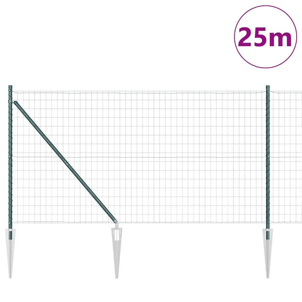 Recinzione da Giardino | Recinzione con Posto Verde 1,2 x 25 m Acciaio e PVC