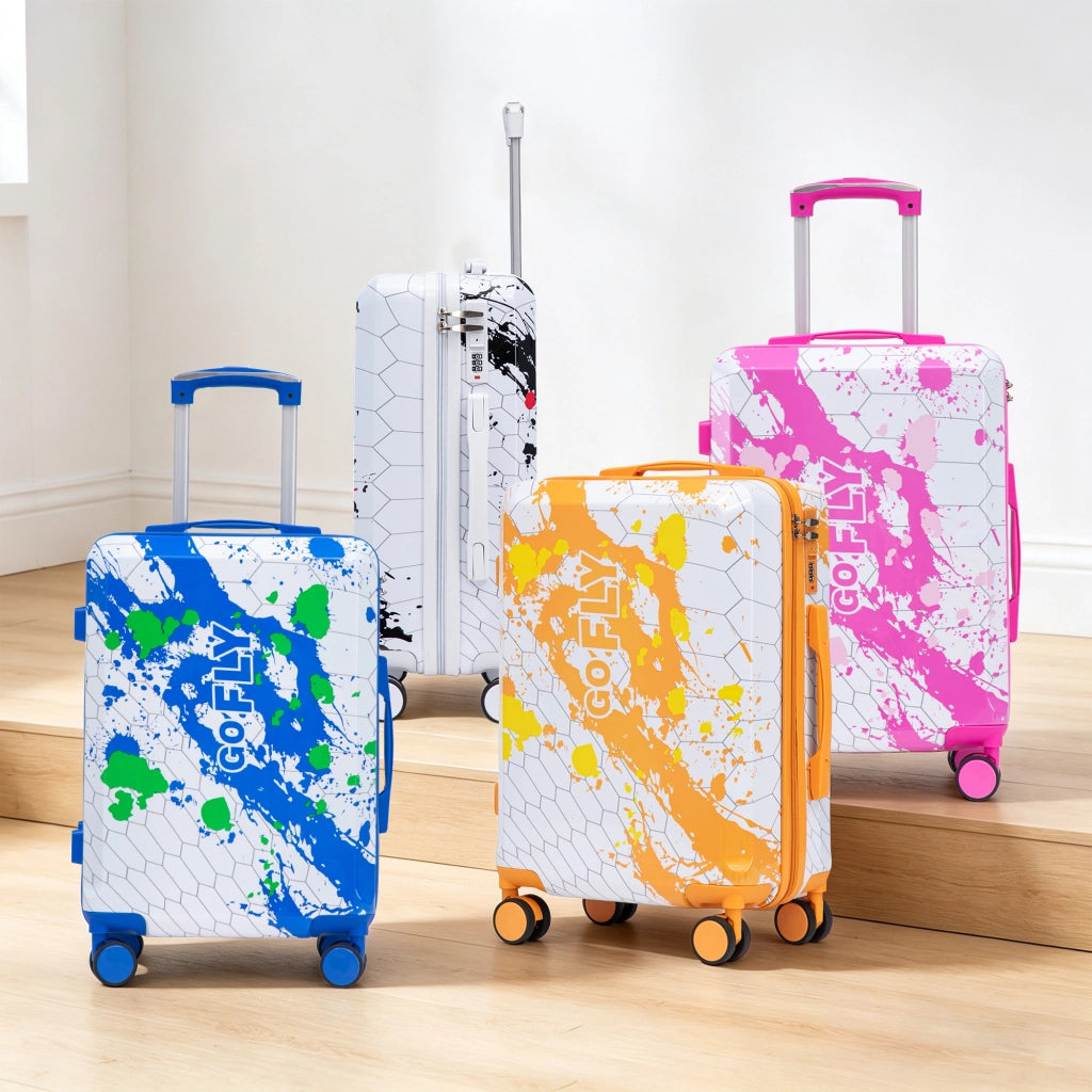 Valigia trolley cabina rigida con ruote doppie 360° e lucchetto a combinazione in PC impermeabile blu 20 pollici