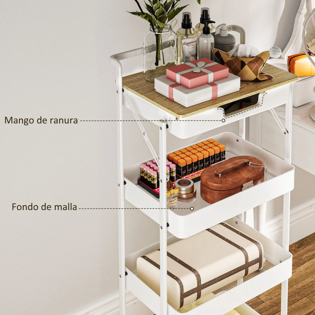 Carrello con cassetti e cestini ¨C zephmum ¨C 4 livelli, bianco