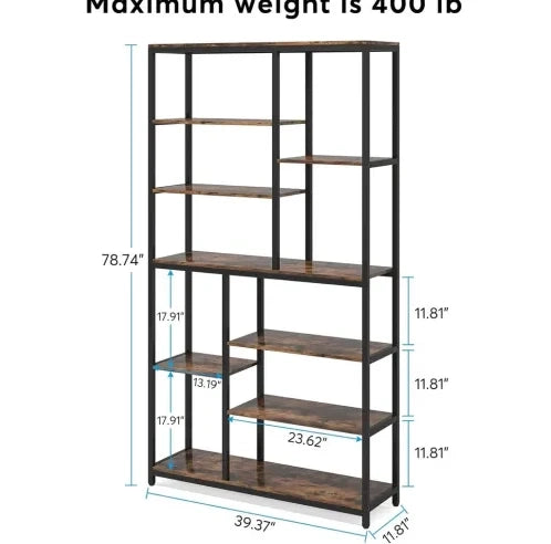 Libreria industriale 100x30x200 cm in metallo e legno