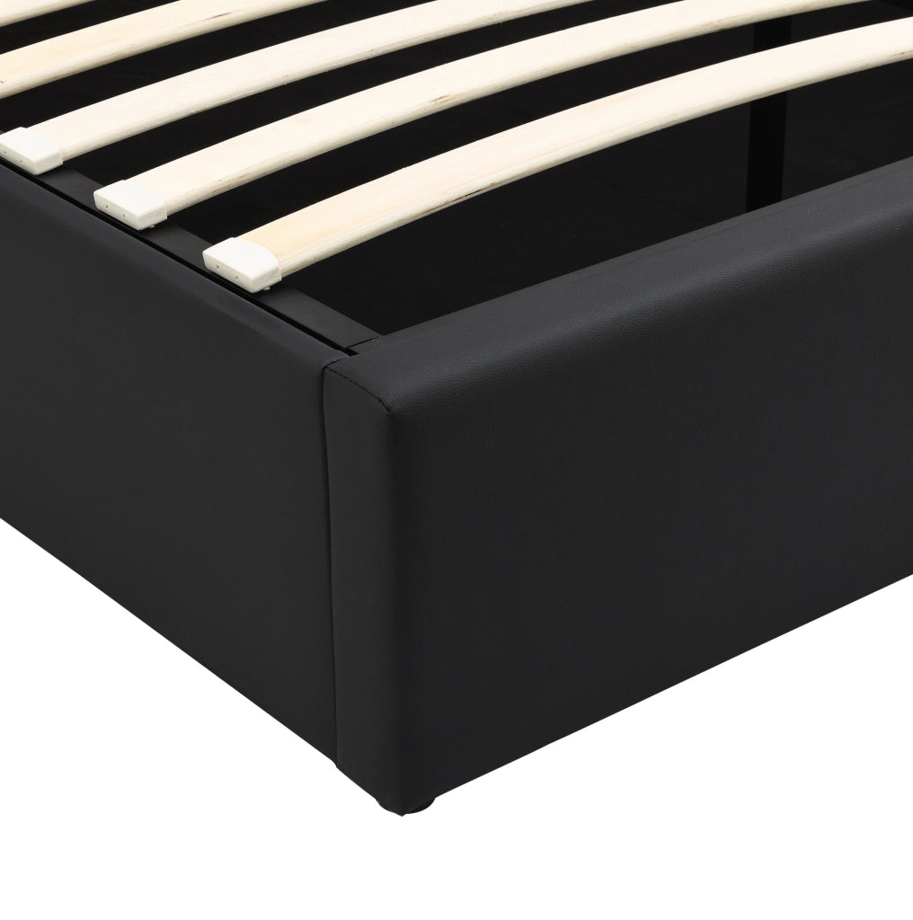 Letto imbottito LED con contenitore e rete a doghe, nero
