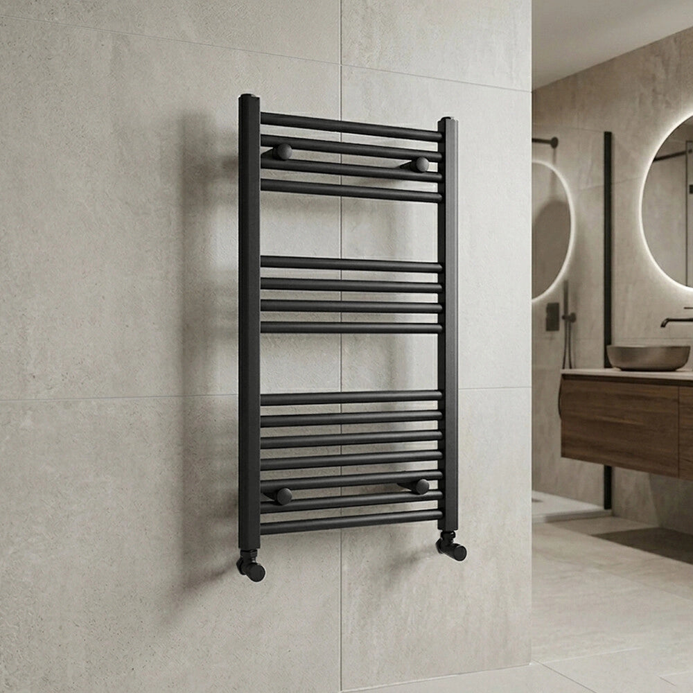 Termoarredo bagno H 80 x L 45 cm in acciaio nero opaco