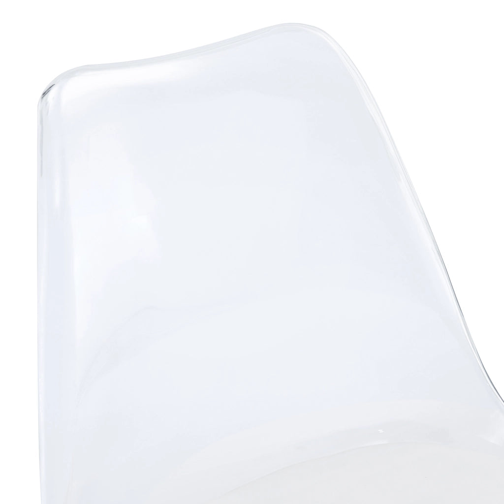 Set di 2 Sgabelli da Bar Regolabili con Schienale Trasparente, Seduta in PU Bianco e Gambe in Metallo Argento, 60-80 cm