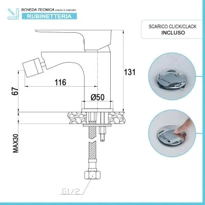 Set miscelatori lavabo bidet e doccia con deviatore in ottone Flat