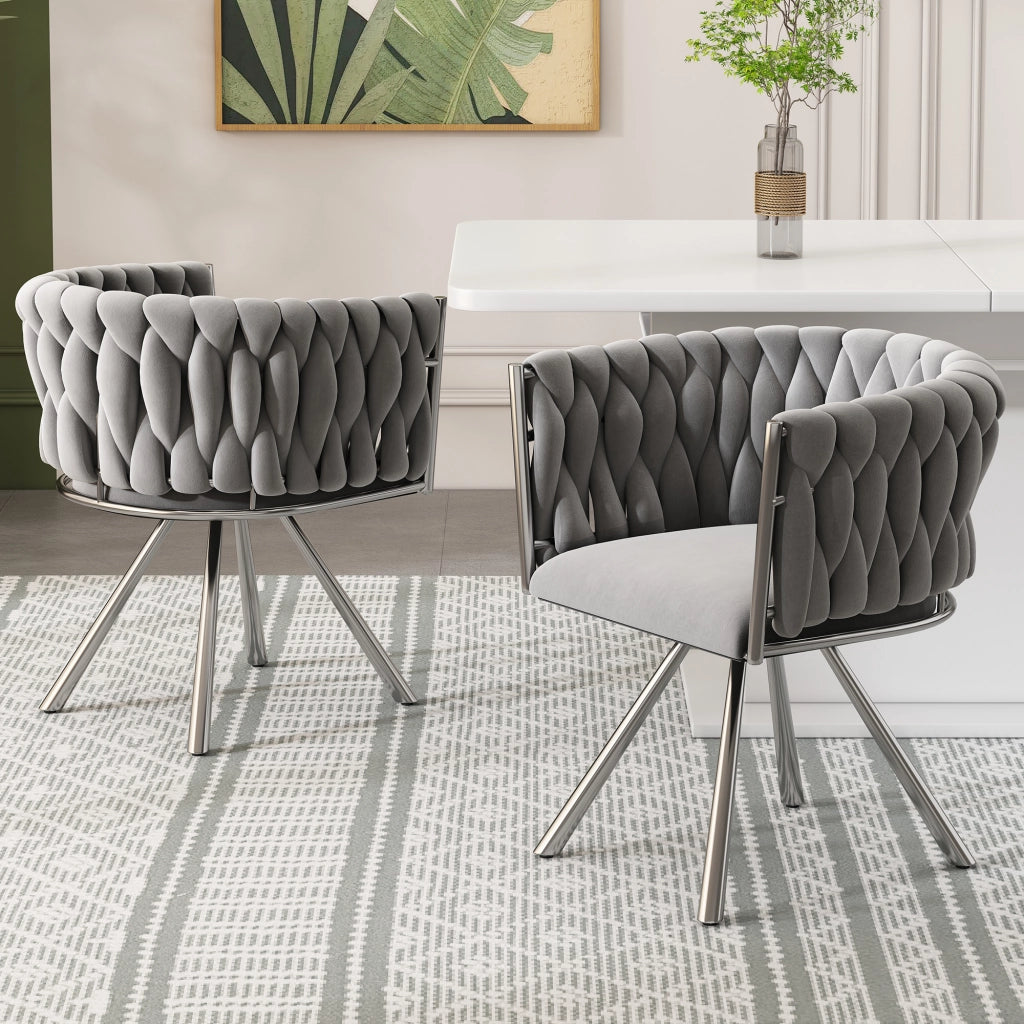 SEDIA girevole in velluto grigio e argento, set da 4 pezzi