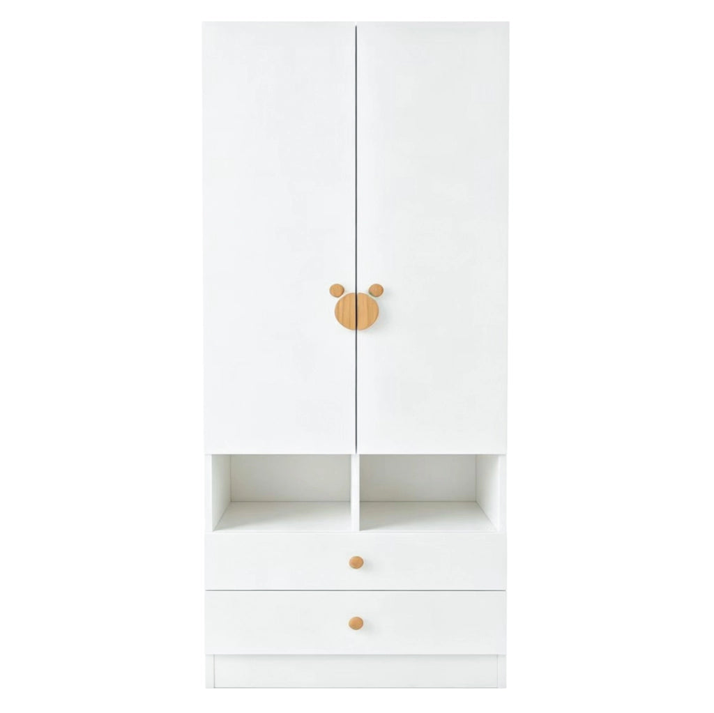 Armadio guardaroba 70x50x170 cm con 2 ante, 2 cassetti e vani in compensato e MDF bianco