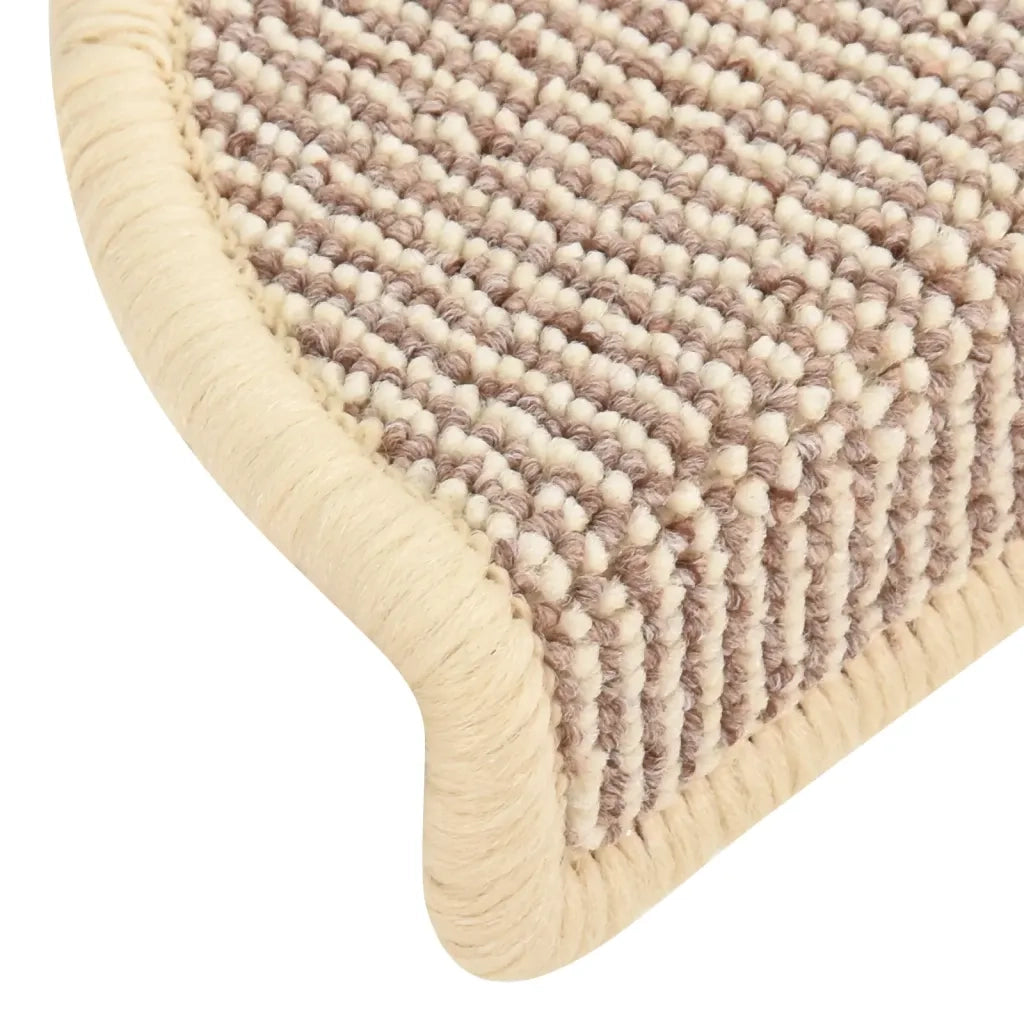 Tappetini per scale 15 pz | Gradini per Scale 56x17x3 cm Bianco e Marrone Semicircolari
