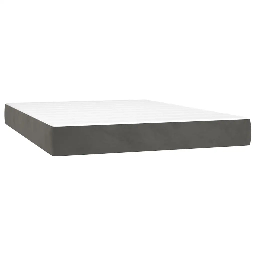 Giroletto a Molle con Materasso Grigio Scuro 140x190 cm Velluto 3132916