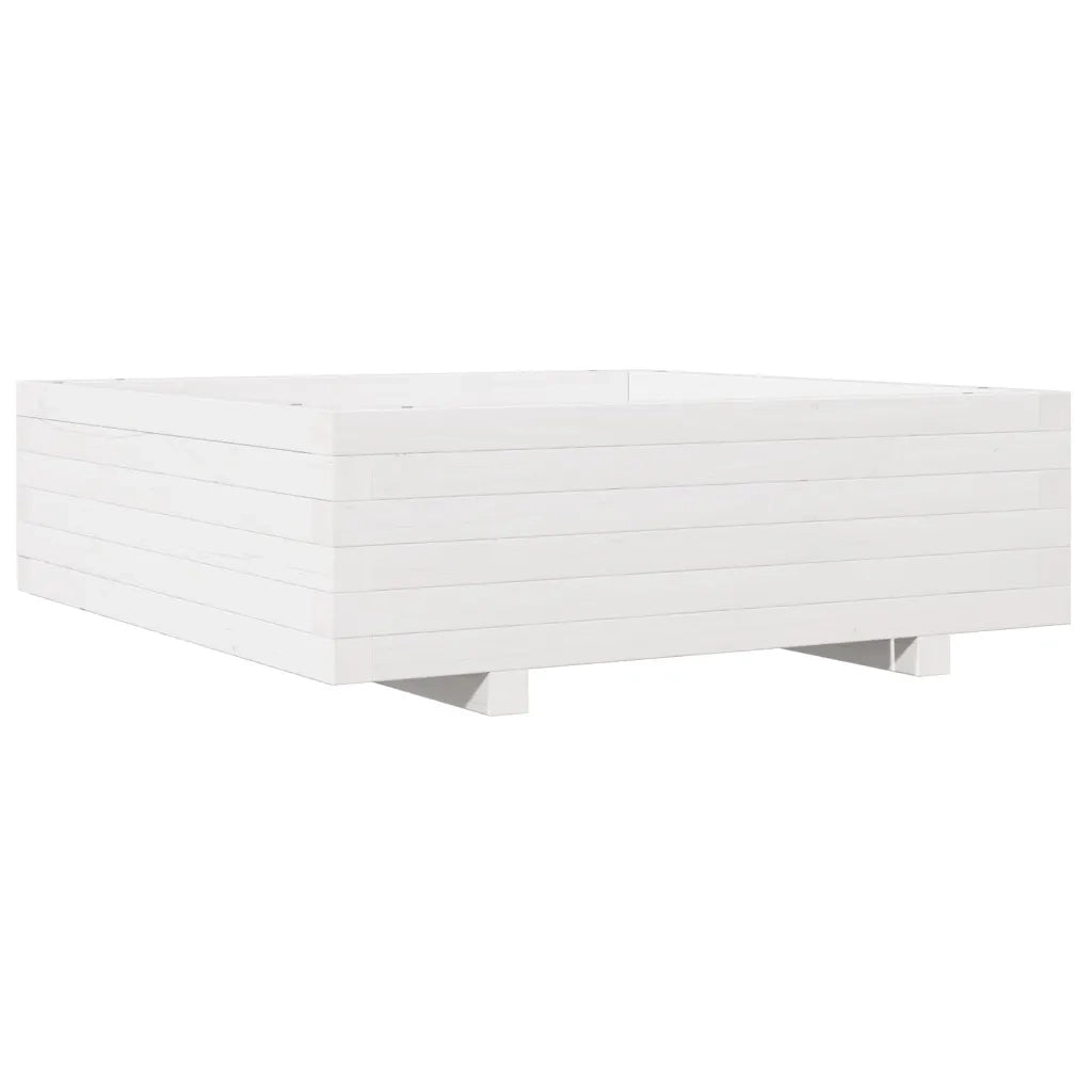 Fioriera da Giardino-Vaso da Esterno Bianca 80x80x26,5cm Legno Massello di Pino