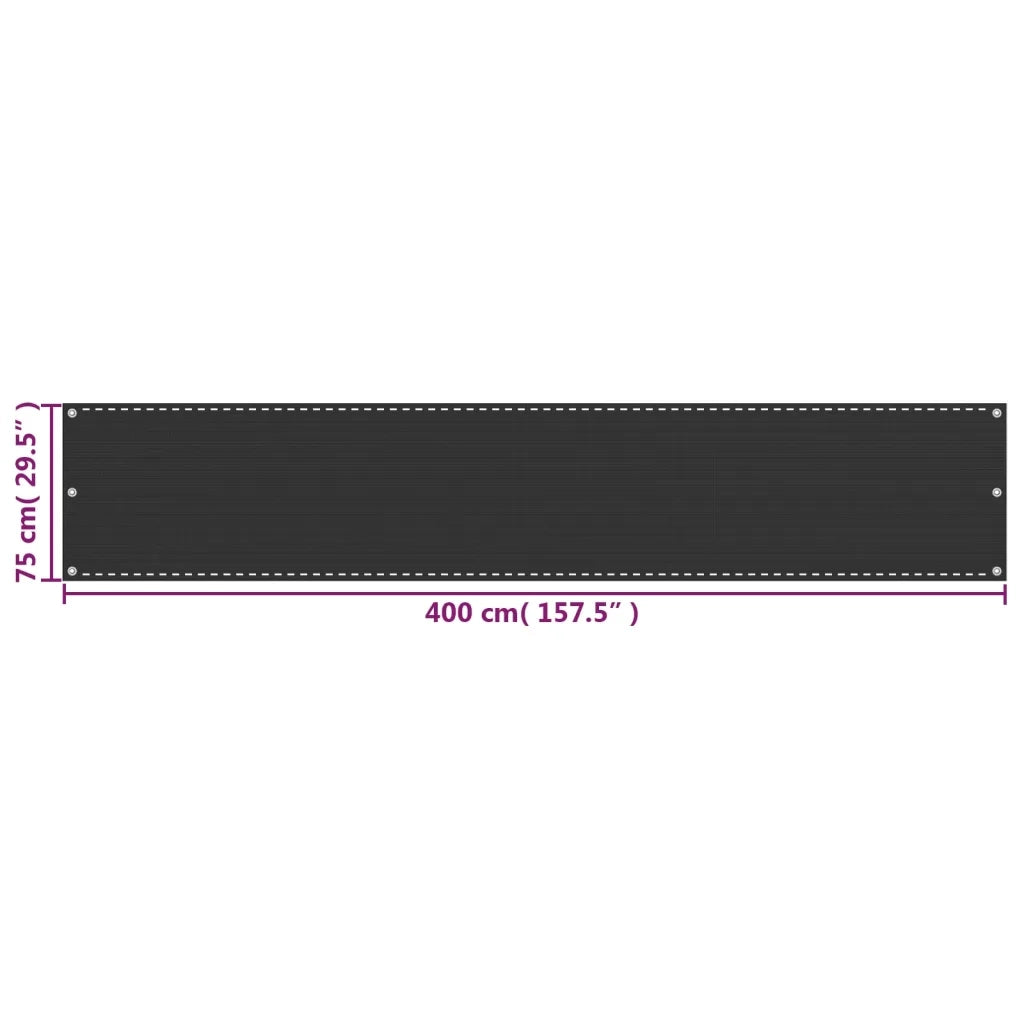 Schermo da balcone | Paravento da Balcone HDPE 75x400 cm Antracite
