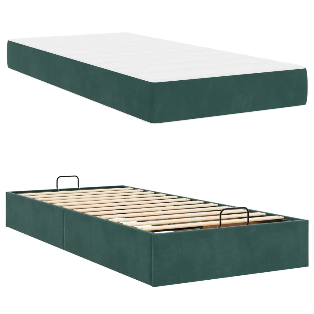 Letto singolo | Letto per adulti | Struttura letto con materasso 2 pcs Verde Velluto