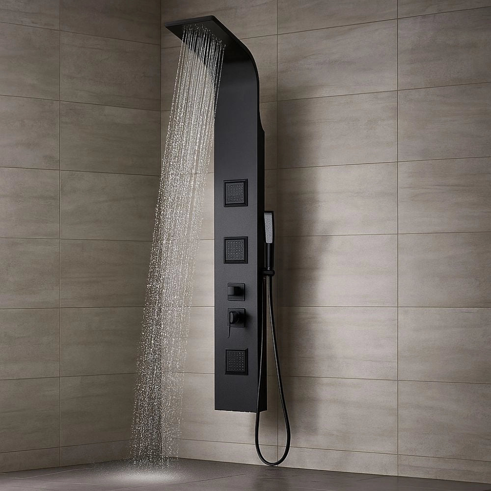 Colonna doccia night nero opaco 3 getti idro lombari e cascata h140xl20 *** confezione 1