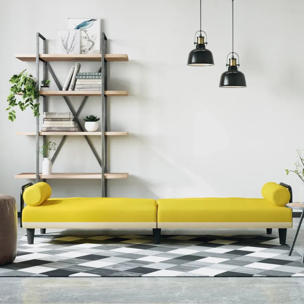 Divano letto | Sof¨¤ letto | Letto singolo con Braccioli Giallo Chiaro in Tessuto