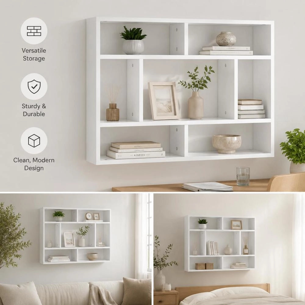 Wall Shelf White 75x16x55 Cm Wood Composite