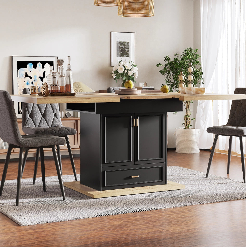 Tavolo da pranzo allungabile 110-140 x 80 x 75 cm in MDF e metallo; legno naturale
