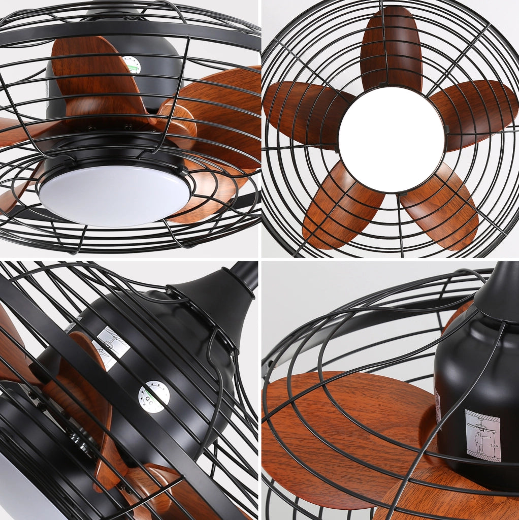 Ventilatore da soffitto 51 cm con motore DC, 5 pale ABS e luce LED 18W a 3 colori, per esterni e interno