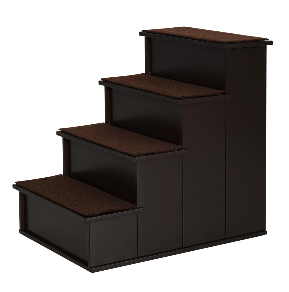 Scaletta per cani e gatti 40x59x54,2 cm in MDF marrone scuro con tappetini antiscivolo