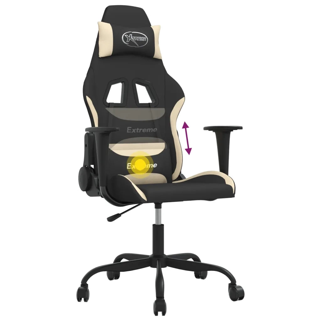 Sedia da Gaming | Sedia da e-sports Nero e Crema in Tessuto
