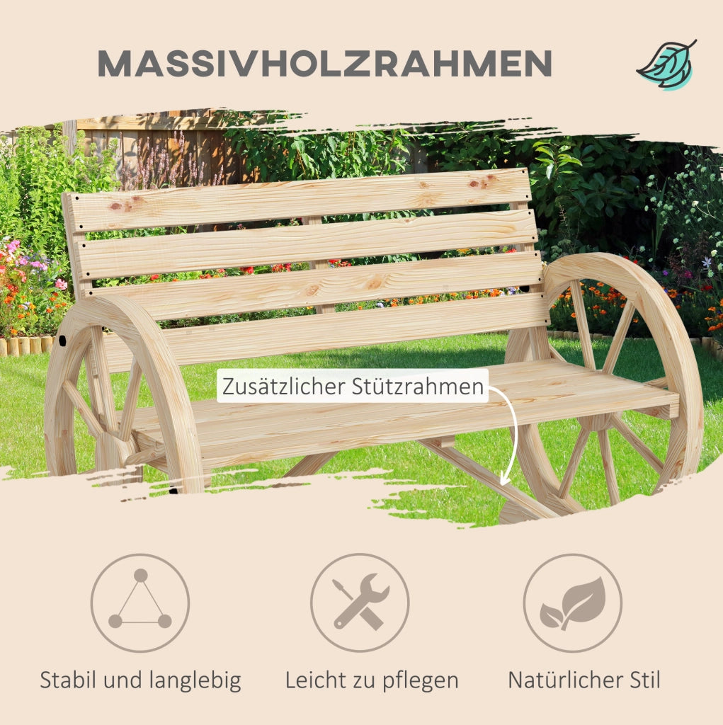 Panca da giardino in legno di abete stile rustico