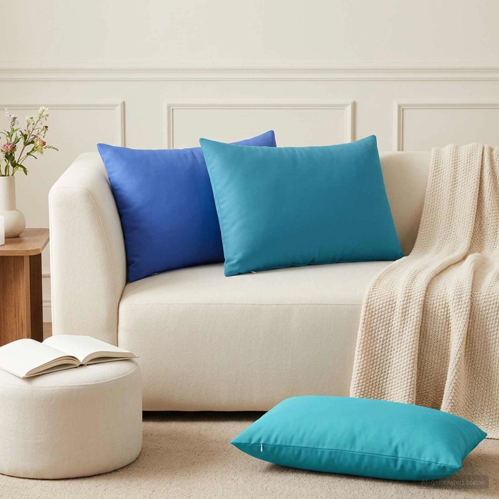 Cuscino con cuscino HEERLEN 2 pz Azzurro Poliestere 927613